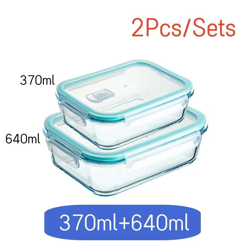 High Borosilicate Glass Lunch Box Sets Rectangle Bento Box Heat-resistant Lunch Box