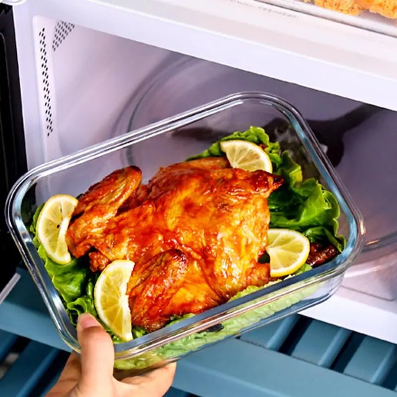 High Borosilicate Glass Lunch Box Sets Rectangle Bento Box Heat-resistant Lunch Box