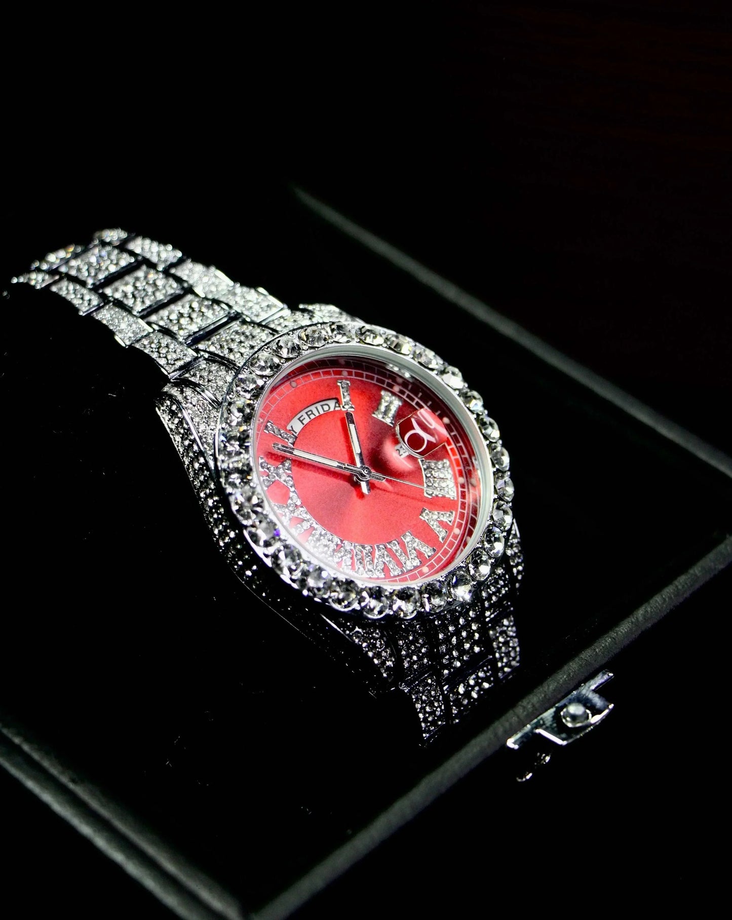 Premium Iced Out Watch (Blood Red)