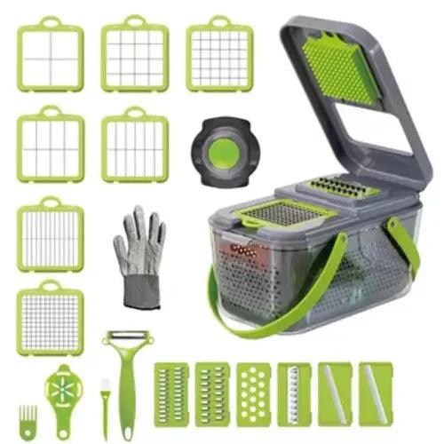 22 in 1 vegetable cutter with storage basket