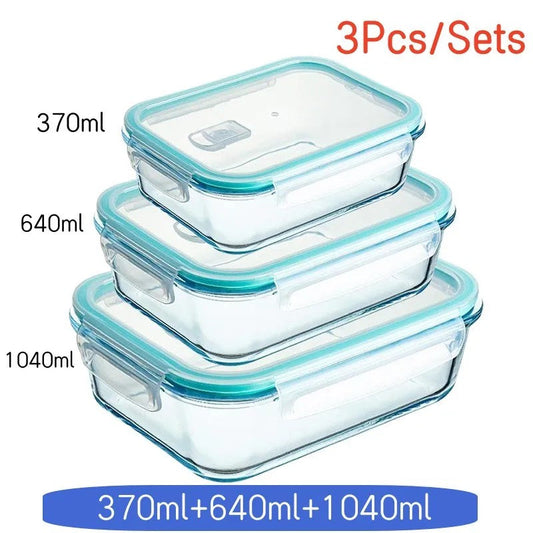 High Borosilicate Glass Lunch Box Sets Rectangle Bento Box Heat-resistant Lunch Box