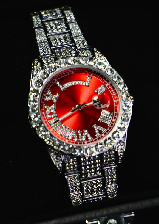 Premium Iced Out Watch (Blood Red)